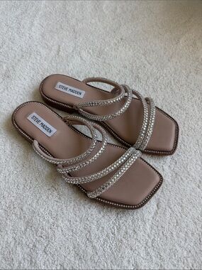 Steve Madden Blush Crystal-Strap Slide Sandals